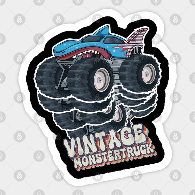 Vintage Monster Truck Sticker by Praizes